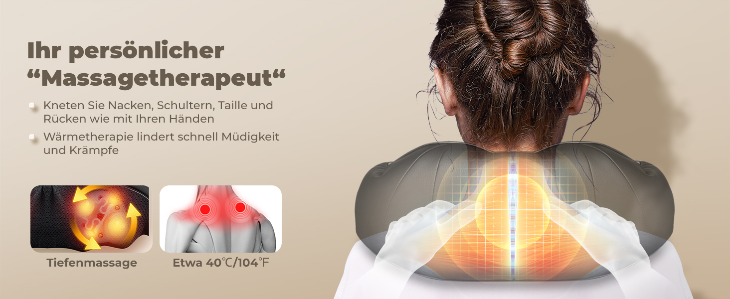 Масажер для шиї та спини ELEHOT з підігрівом, Shiatsu масаж шиї, плечей, спини, попереку, ніг та м'язів. Регульована швидкість, для дому, офісу, авто. Чорний, PU-шкіра