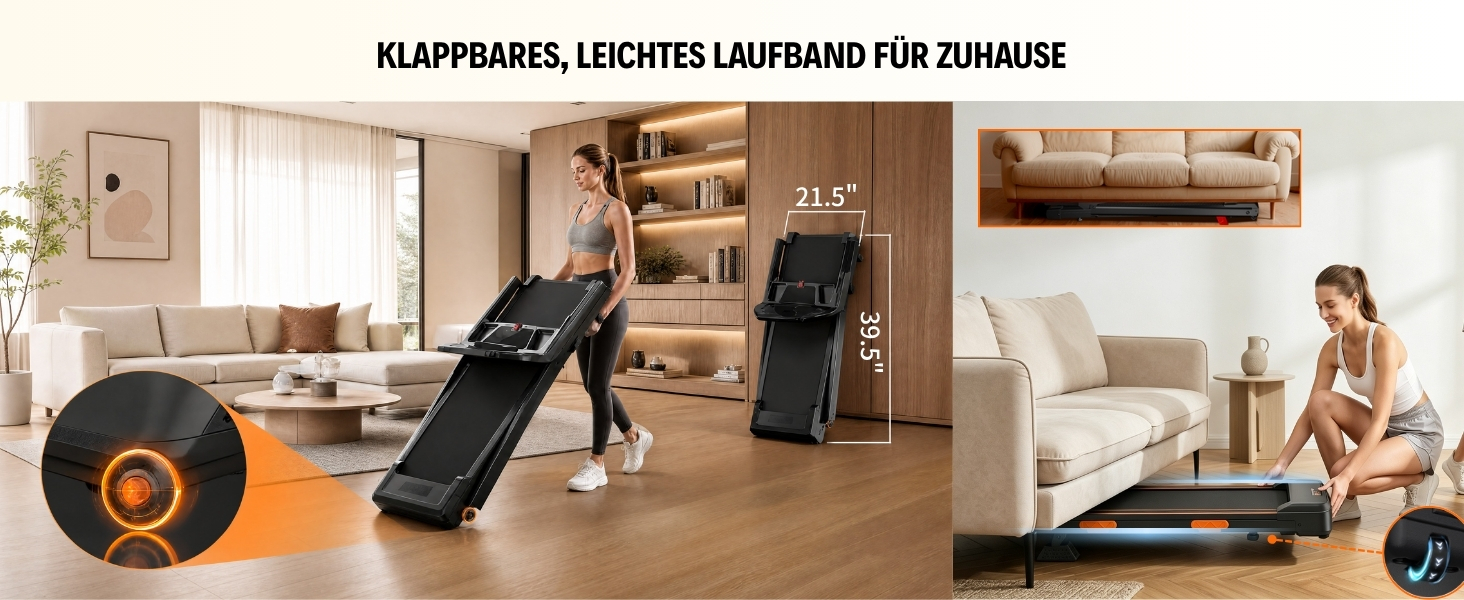 Складана бігова доріжка JEEKEE Walking Pad для дому та офісу, з нахилом 15%, двигун 3.0 к.с., максимальна вага 159 кг, чорна