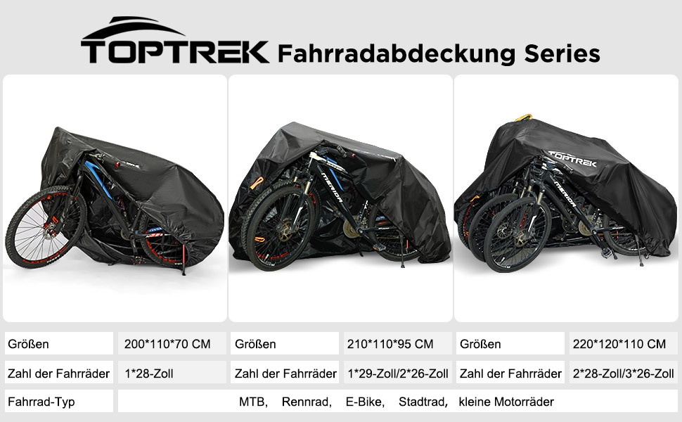 Водонепроникний чохол для велосипеда Toptrek: захисна накидка 200x110x70 см з оксфордської тканини 420D