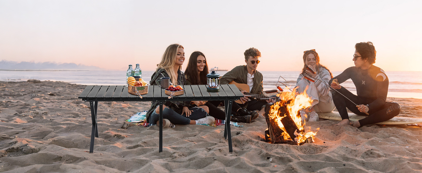 Складаний туристичний стіл Boosden 120x80 см з сумкою для пікніка, грилю та відпочинку на природі (чорний)