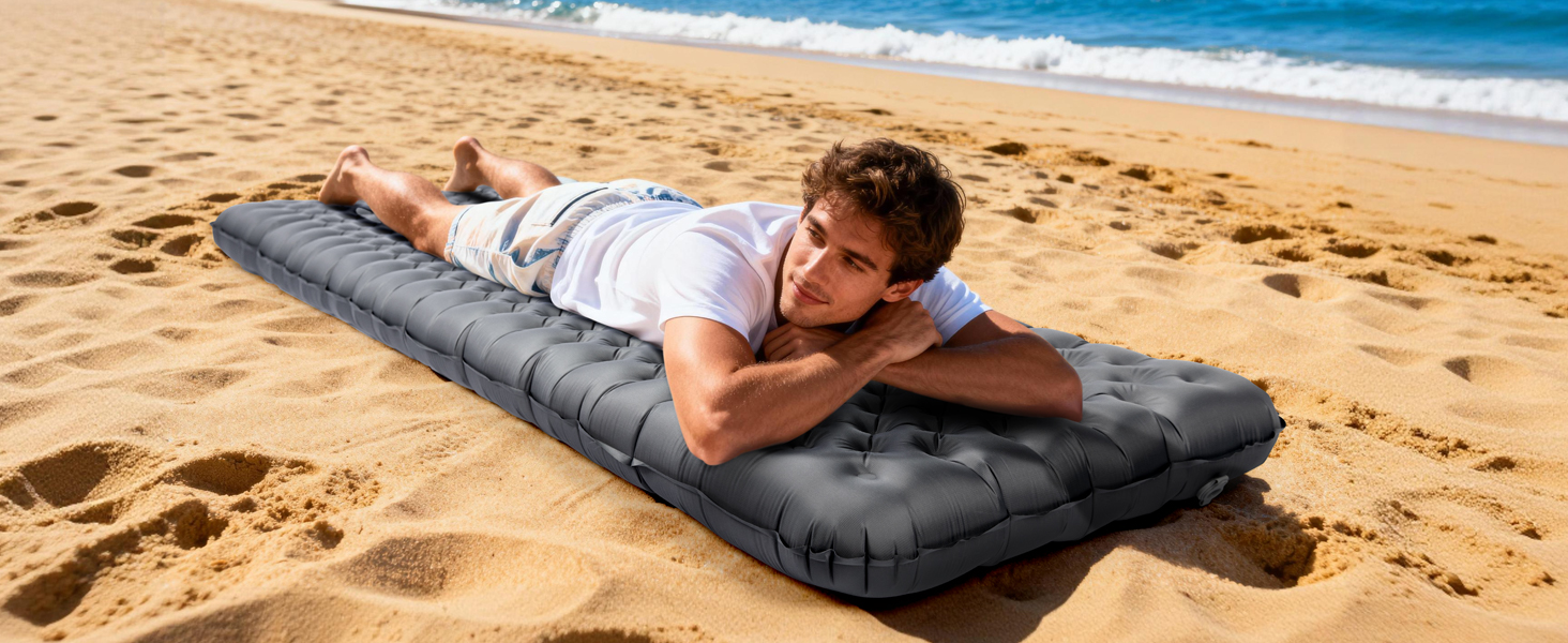 Килимок для кемпінгу HIKENTURE R-Wert 7.3 з ножною помпою, 10 см товщини, 210x64 см, 4 пори року, для туризму та наметів