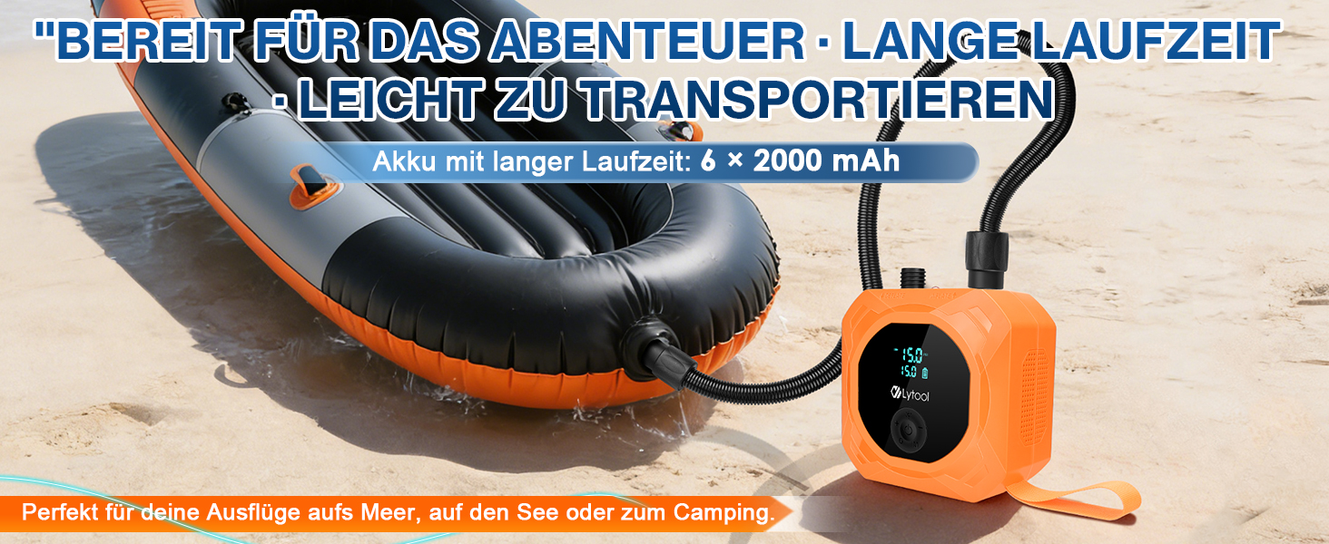 Електричний акумуляторний насос для SUP Lytool 50 PSI, компресор 12V DC та Type-C з функцією автостопу та LED-підсвіткою для сапбордів, човнів, каяків та кайтсерфінгу