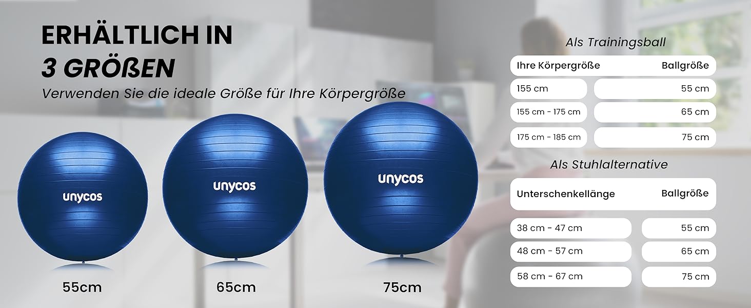 Фітбол Unycos 55/65/75 см для фітнесу, йоги, балансу та корекції. З насосом, BPA-Free, антивибуховий. #10 Зелений (55 см, #07 Темно-синій)