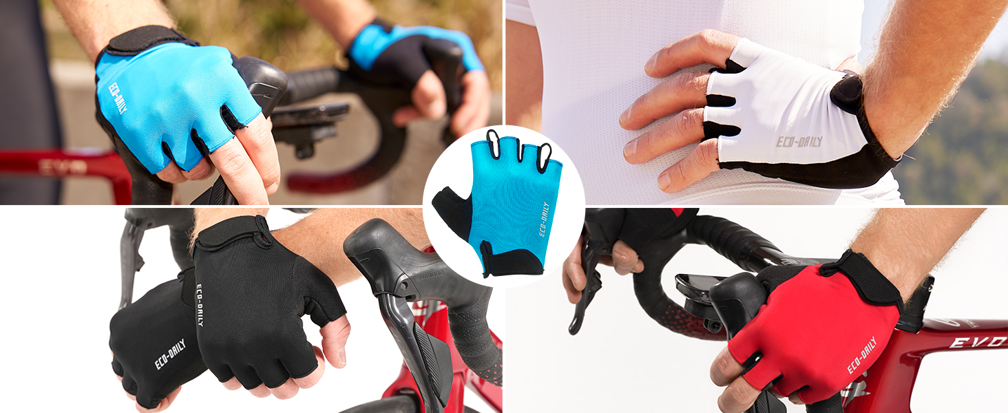 Велосипедні рукавички напівпальці для чоловіків та жінок, літні короткі велорукавички з підкладкою, дихаючі рукавички для велоспорту для гірського велосипеда та шосе, чорні, розмір L