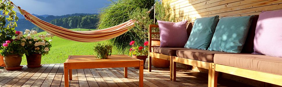 Гамак Relaxdays бавовняний 150x190 см, блакитно-зелений, до 300 кг, з комплектом кріплення, переносний