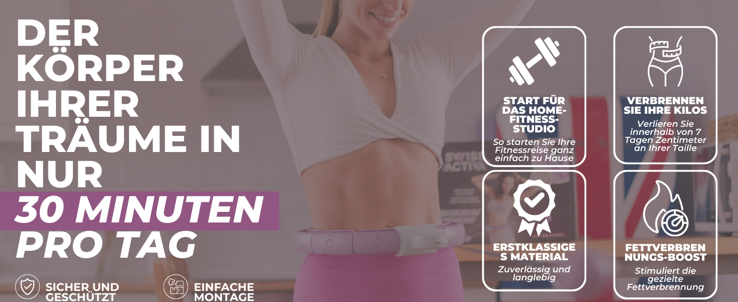 Розумний хулахуп Swiss Activa+ S2 XXL для схуднення та фітнесу, для дорослих