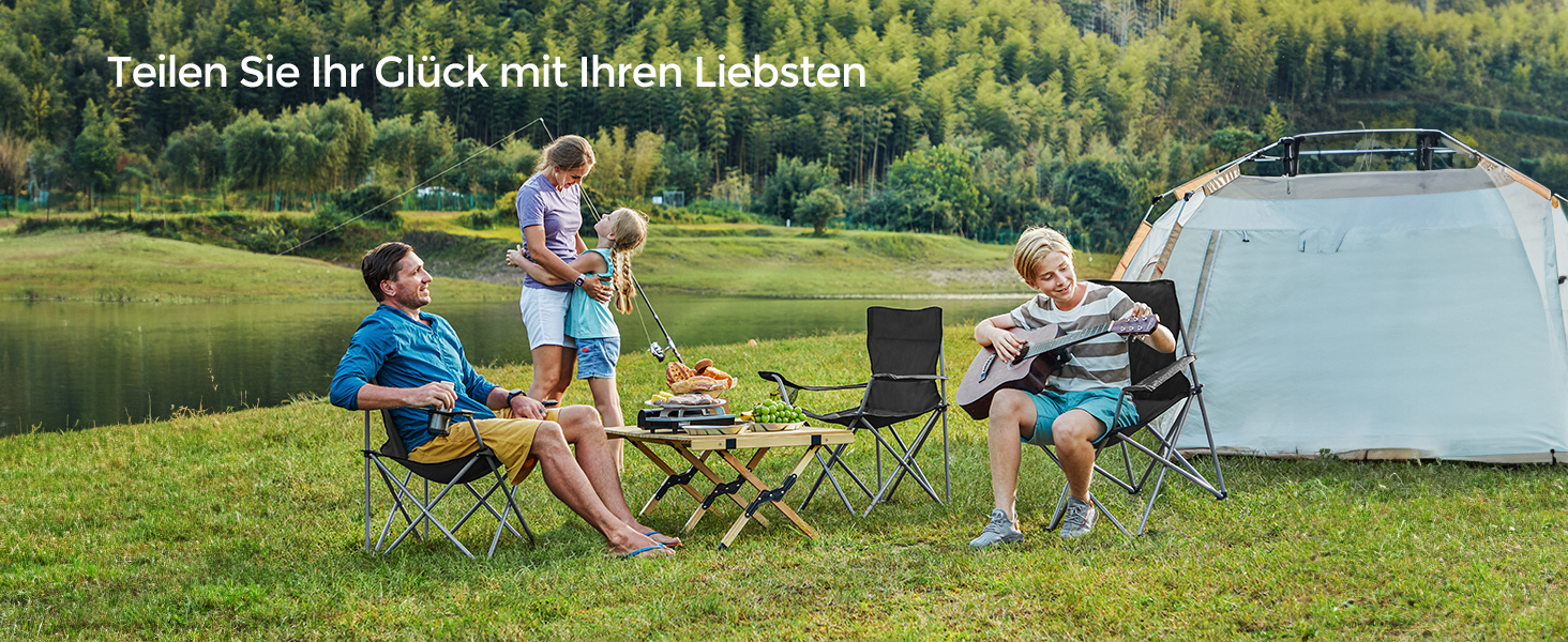 Крісла для кемпінгу SONGMICS, розкладні, 2 шт., чорні, з підлокітниками та тримачем для напоїв, міцний каркас, вантажопідйомність 120 кг