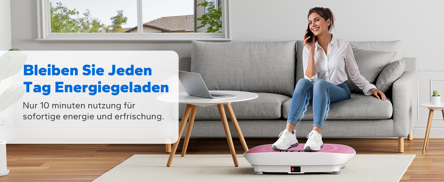 Вібраційна платформа MERACH для формування тіла та розслаблення. Тиха, компактна, з LED-дисплеєм, пульт дистанційного керування та комфортним силіконовим килимком. Рожева