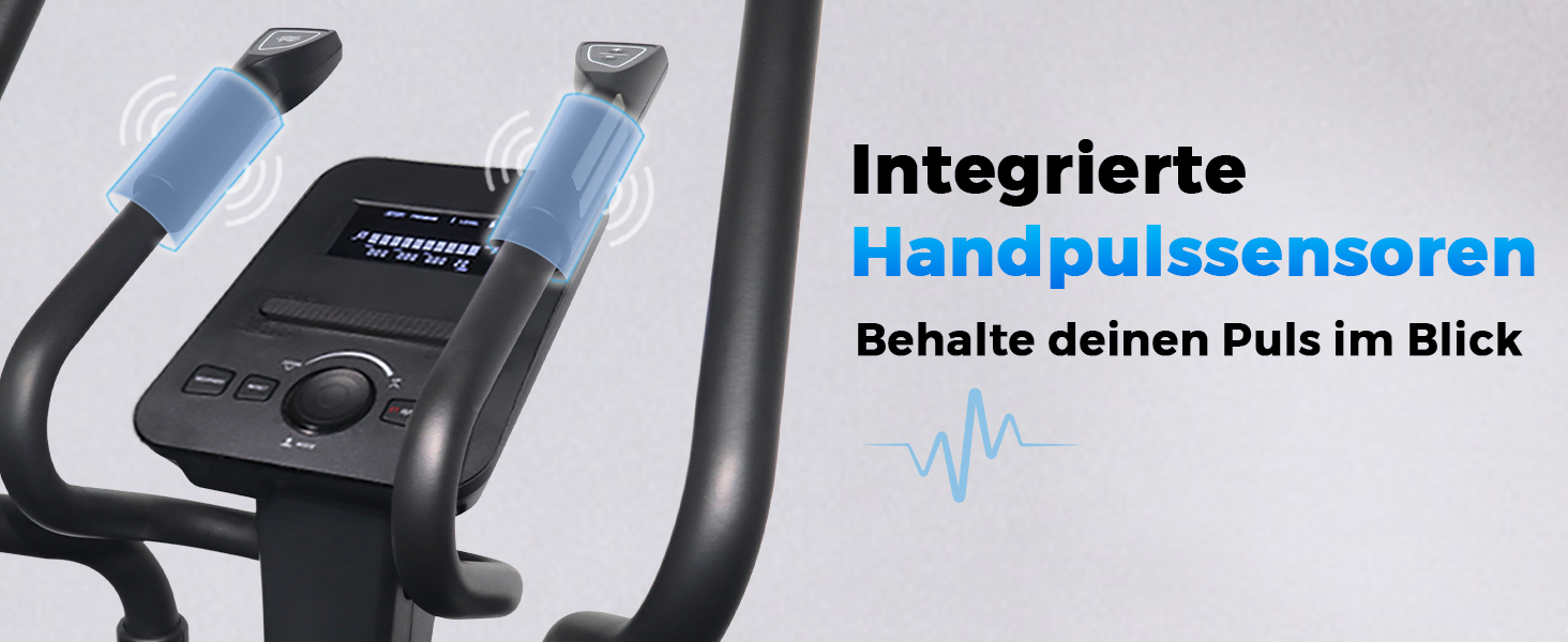 Еліптичний тренажер AsVIVA C28 Pro - 16 кг маховик, тихий ремінний привід, електричне регулювання опору, фітнес-комп'ютер, транспортні ролики