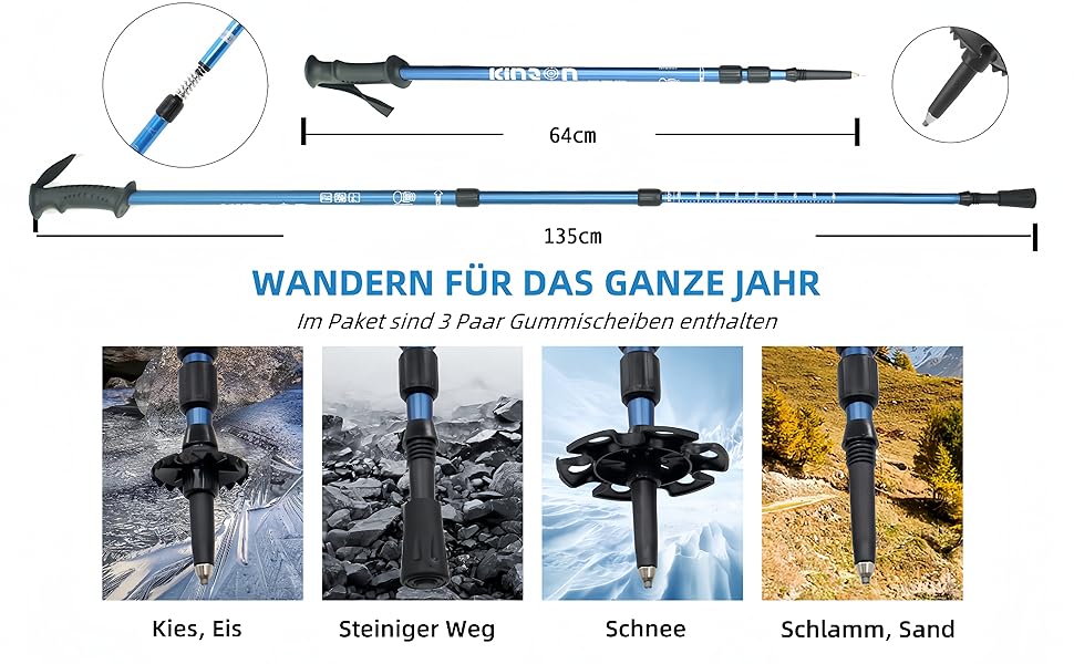 Снігоступи KinZon 3-в-1: легкі, міцні, з трекінговими палками та сумкою, підйом на п'яті, для походів, зелені, 63.5 см (для ваги 54-86 кг)
