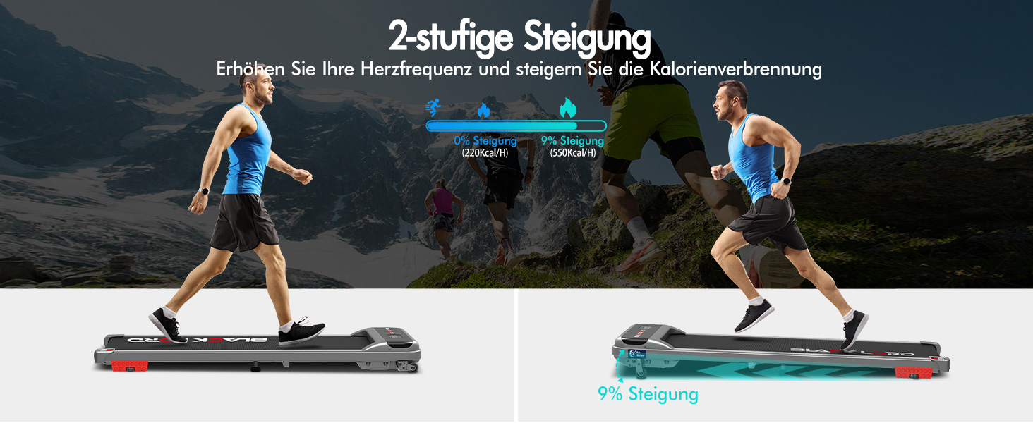 Електричний біговий тренажер BLACK LORD MS2 схил 9%, 3.2 PS, 4-в-1, для дому та офісу, 12 програм, динамік, 140 кг