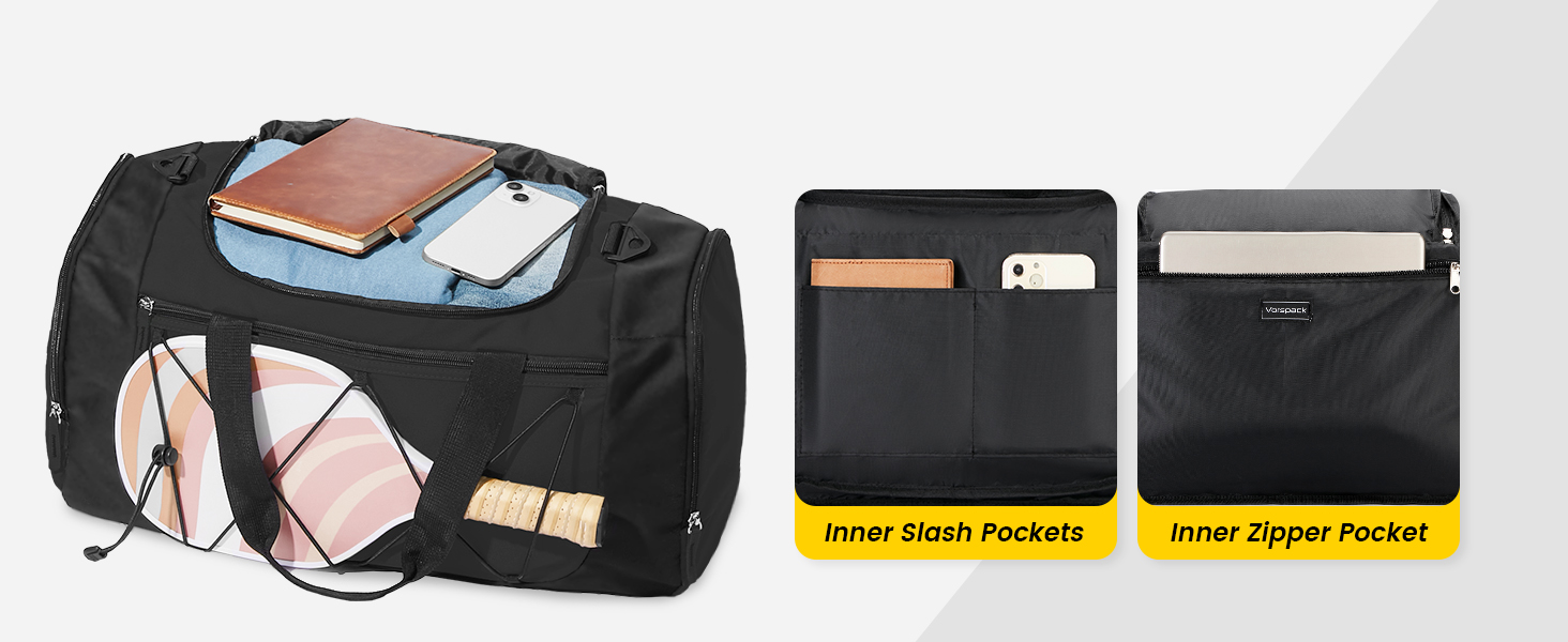 Спортивна сумка Vorspack 17L для чоловіків та жінок, дорожня сумка з відділенням для взуття, чорна, 15 дюймів