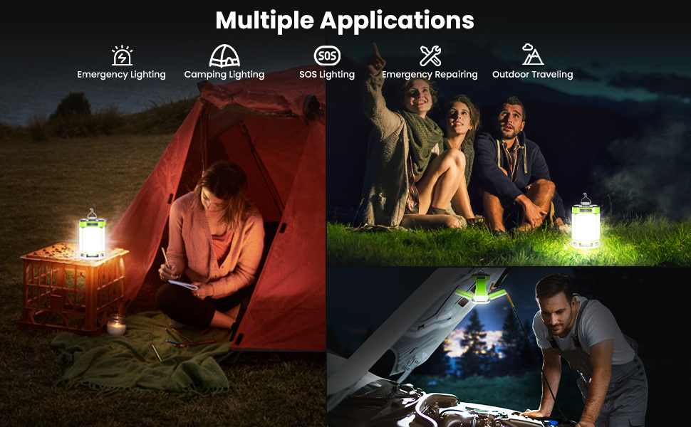 Ліхтар намету BICKON: 60 LED, 25 годин роботи, 4000mAh, 5 режимів, регулювання яскравості, для кемпінгу, походу, надзвичайних ситуацій