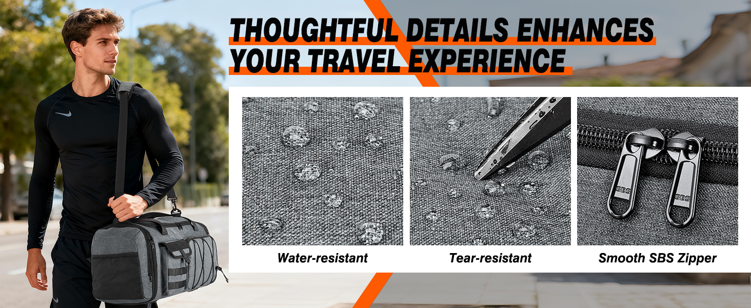 Спортивна сумка RAINSMORE 40L, водонепроникна, з відділенням для взуття, для чоловіків та жінок, чорна