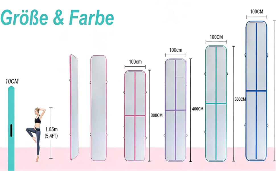 Гімнастичний килимок надувний Air Turn Track 3/4/5/6м, фіолетовий. Килимок для гімнастики, йоги, кемпінгу, тренувань вдома та на вулиці. Нековзний, водонепроникний.