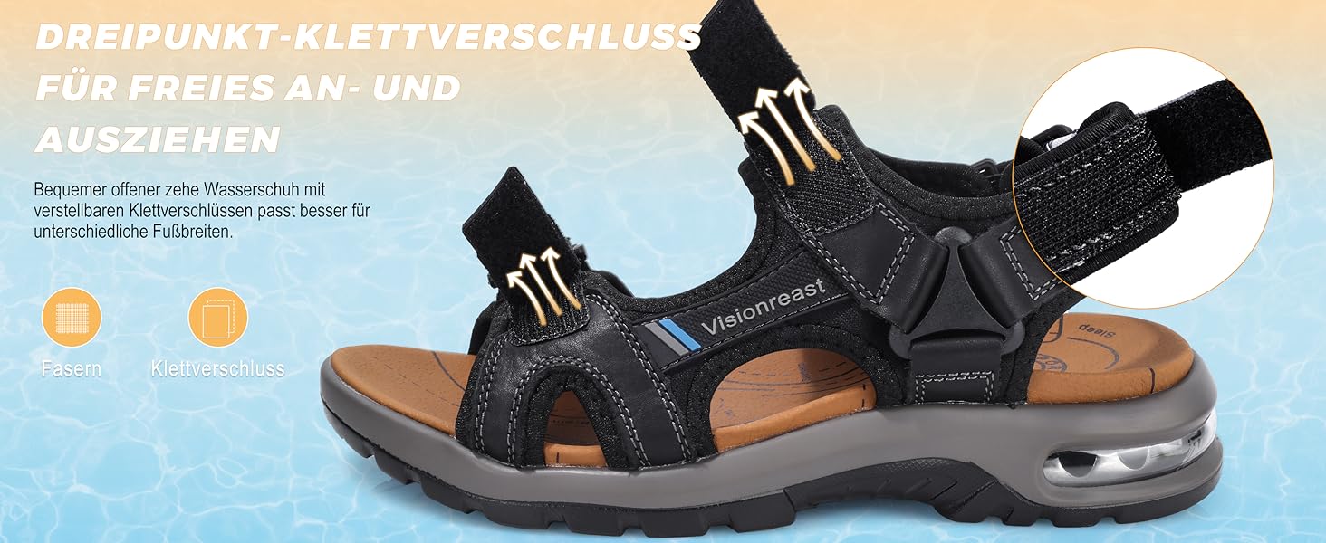 Чоловічі шкіряні сандалі Visionreast для пляжу, трекінгу та активного відпочинку помаранчевого кольору, 45 EU