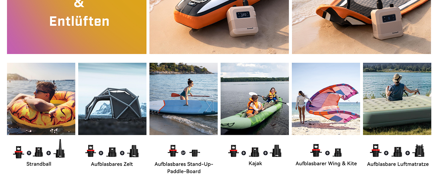 Електричний компресор для SUP-дошки 20 PSI: акумуляторний насос для надувних падлбордів, човнів та каяків з функцією автоматичного вимкнення