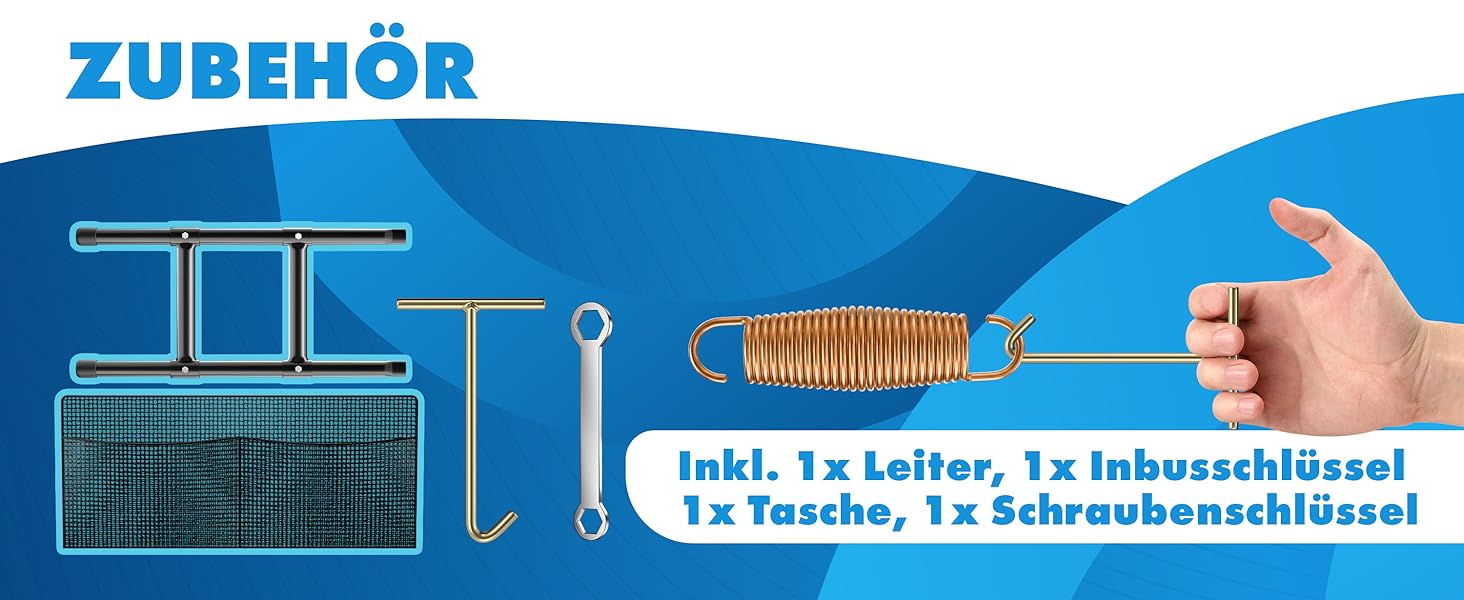 Батут KESSER® Outdoor Ø 244/305/366/427 см з сертифікатом GS, для дітей та дорослих (до 150 кг) з захисним сітком, сумкою, сходами, захисним бортиком та м'якими стійками сітки, антрацит