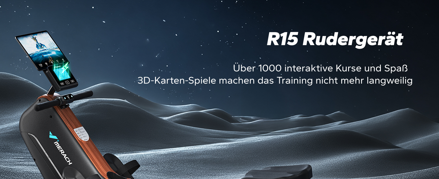 Гребний тренажер MERACH для дому, складаний, магнітний, тихий, з додатком, подовжені направляючі, електричне налаштування (самостійно)