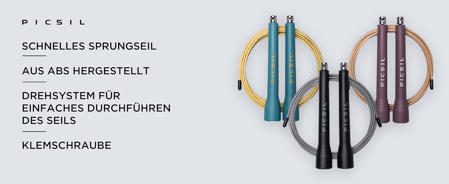 Скакалка PICSIL PROFI - регульований, зі сталевим тросом, ергономічні ручки, для крос-тренінгу, фітнесу та Double Unders