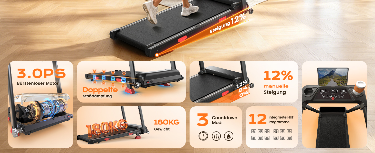 Складана бігова доріжка Dskeuzeew Walking Pad з регулюванням нахилу, швидкість до 12 км/год, для дому, чорна