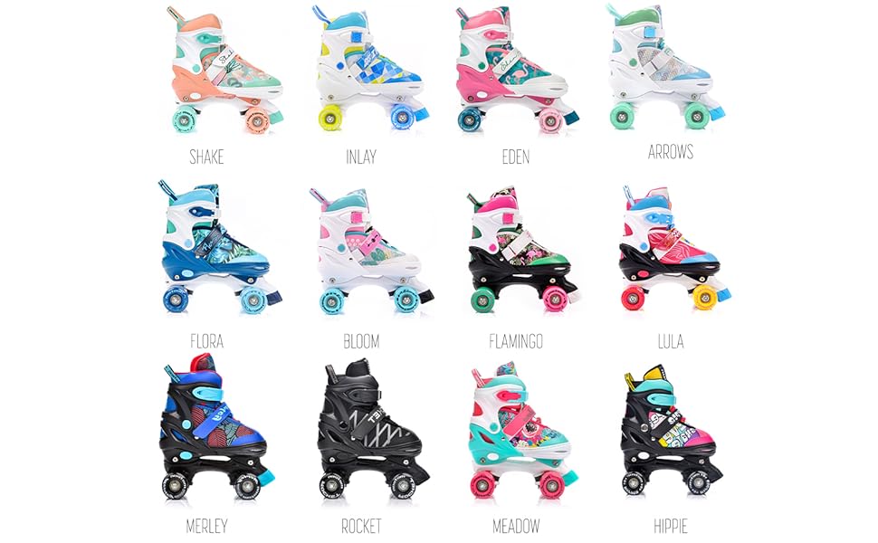 Роликові ковзани Meteor Retro Rollschuhe - стильні ролики 80-х для дітей та підлітків. Яскрава кольорова гамма, регульований розмір 39-41. Quad Skate, Inline Skates, MEADOW