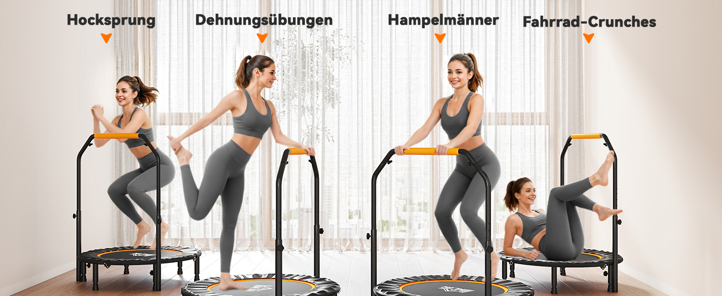 HOMCOM Міні-трамплін для фітнесу 102 см, складаний, з регульованою ручкою, до 150 кг, чорний+помаранчевий