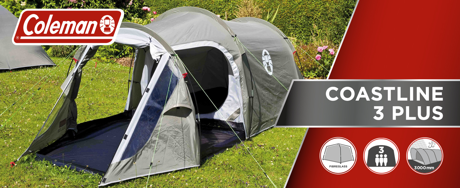 Намет Coleman Coastline 3 Plus: 3-місний сімейний намет для кемпінгу