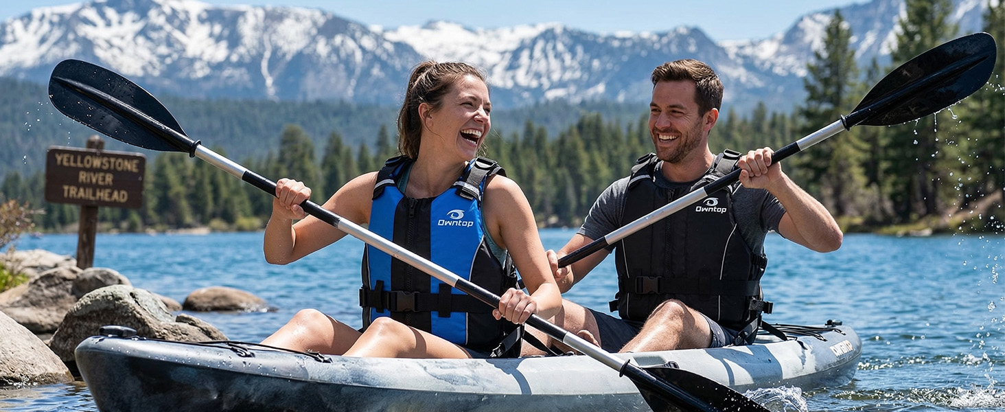 Owntop Плавуча жилетка для дорослих, штанговий ремінь, кишеня, унісекс. Підходить для SUP, каякінгу, риболовлі, вітрильного спорту, каное. Чорний колір, XL-XXL