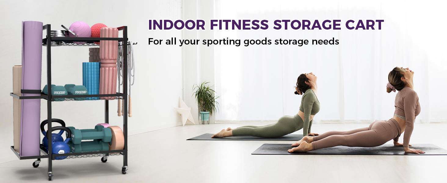 Стійка для йогаматів та спортивних матів, 3 яруси, металева, порошкове покриття, 35.1 x 14.9 x 44.2 см, портативна, економія місця, 3 шт.