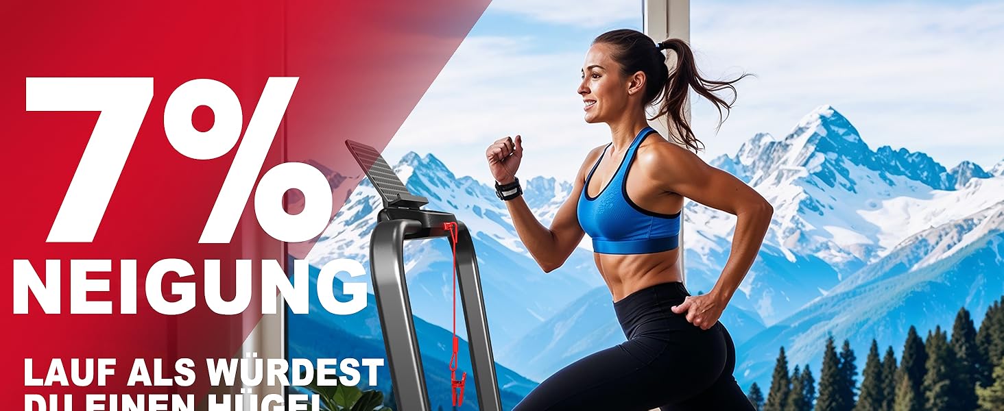 Бігова доріжка VOWVIT для дому, складаний: кут нахилу 7%, потужність 2.5 PS, максимальне навантаження 120 кг, швидкість 1-12 км/год