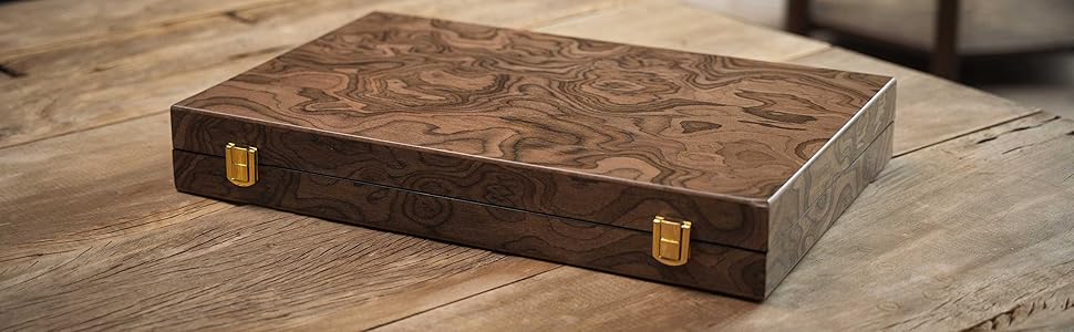 Набір для гри в шашки Engelhart Luxus 250547 з горіховим шпону, лакований (15 дюймів, ебенволовий коричневий)