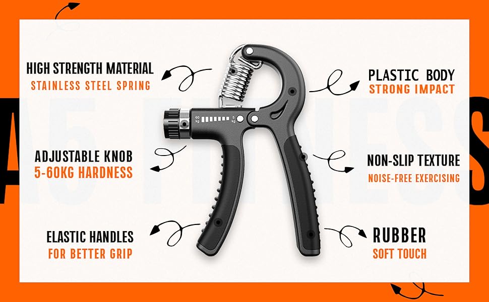 Набір для тренування хватки та зміцнення рук, 5 шт. - тренажер зап'ястя, м'яч, тренажери пальців, для підтримки зап'ястя