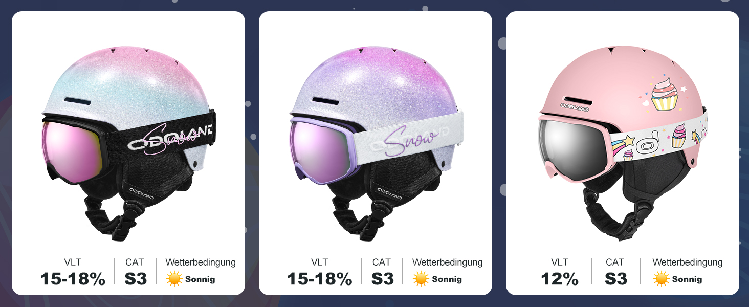 Дитячий гірськолижний шолом та маска Odoland, гірськолижний шолом для хлопчиків та дівчаток, регульований, чорний, з дизайном ракети (54-56 см)