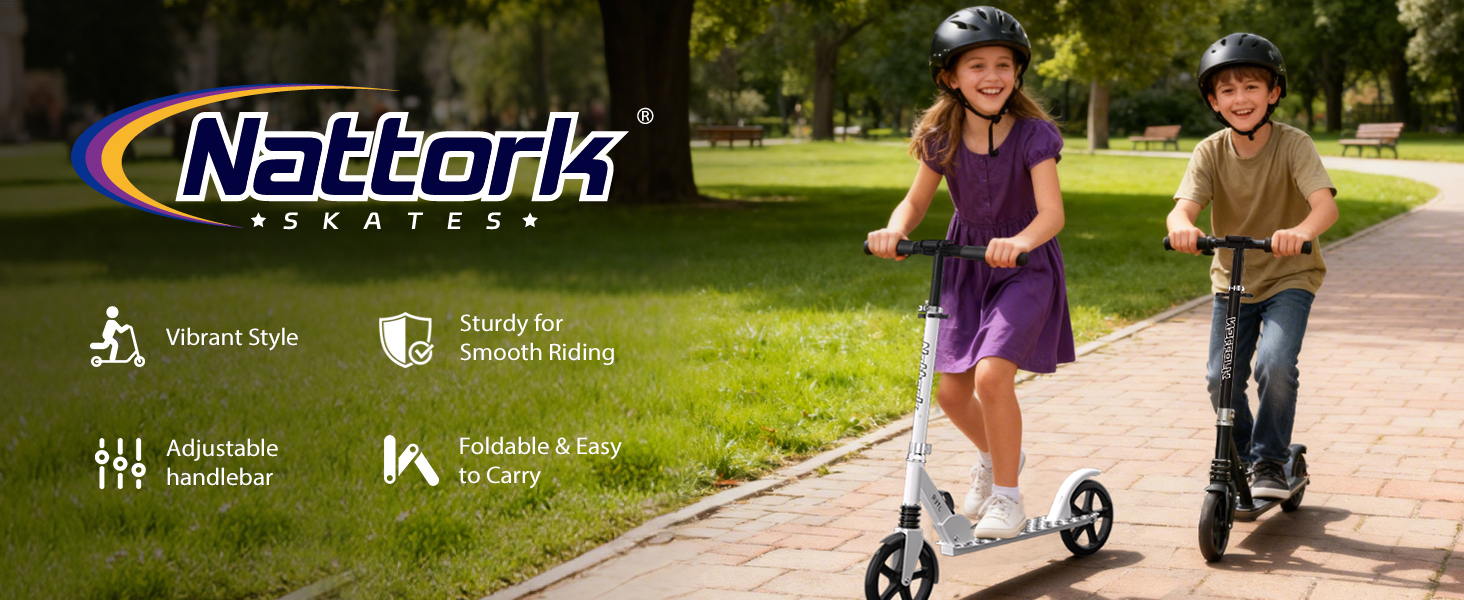 Kick Scooter Nattork з регульованим кермом та амортизатором - для підлітків та дорослих, 220lb, Navy Blue