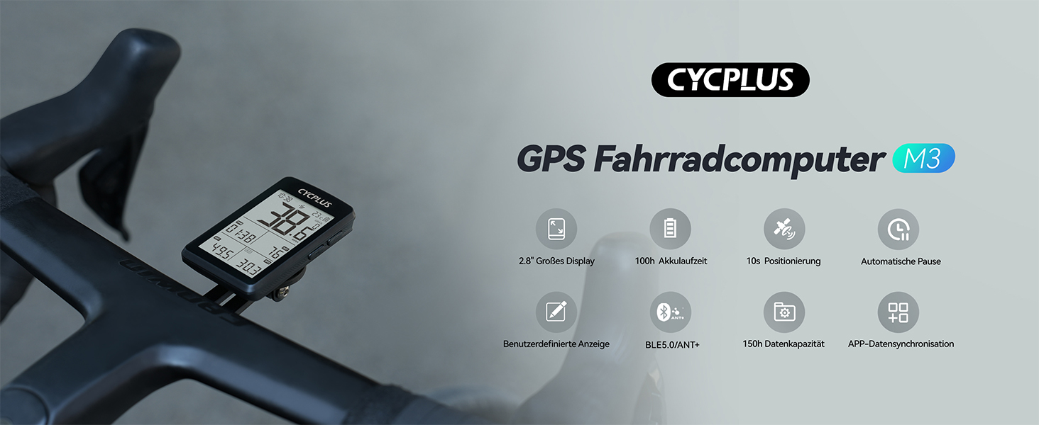 Велокомп'ютер CYCPLUS GPS ANT+ Bluetooth 5.0, 2.8