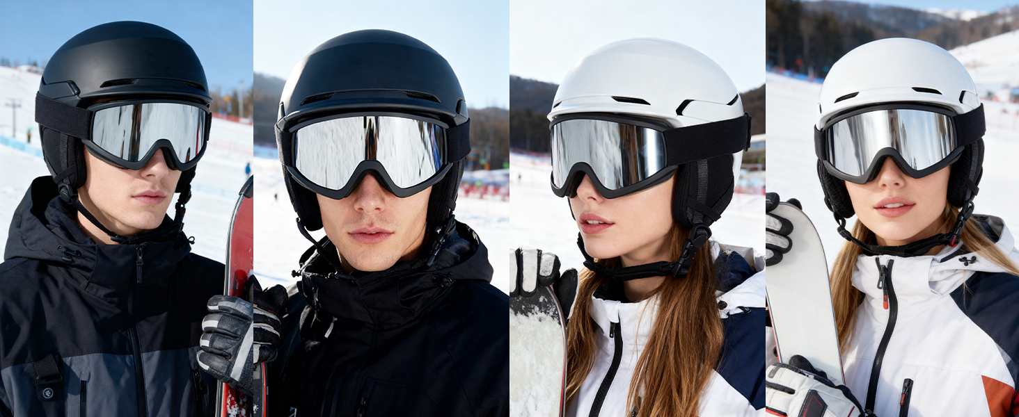 Шкільний шолом з маскою, DXH811. Унісекс, знімні навушники, дихаюча вентиляція, регульований захист від УФ-випромінювання. Підходить для сноубордингу та катання на лижах. Матовий чорний + маска + шолом M