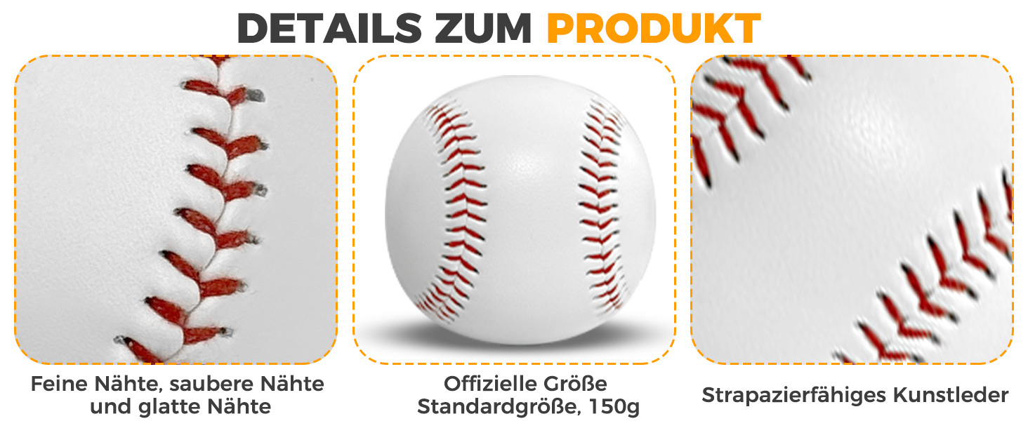 Професійні бейсбольні м'ячі 9 дюймів, ручна робота, дерев'яний/гумовий керн, для дорослих та юнаків, 3 шт.