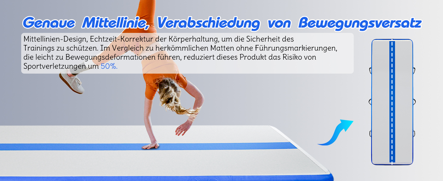 Надувний гімнастичний мат Tuxedo Sailor Airtrack: 2M/3M/4M, 10см, надувна, з електронасосом, для дому/залу/черепісток/йоги, блакитна 300 x 100 x 10 см