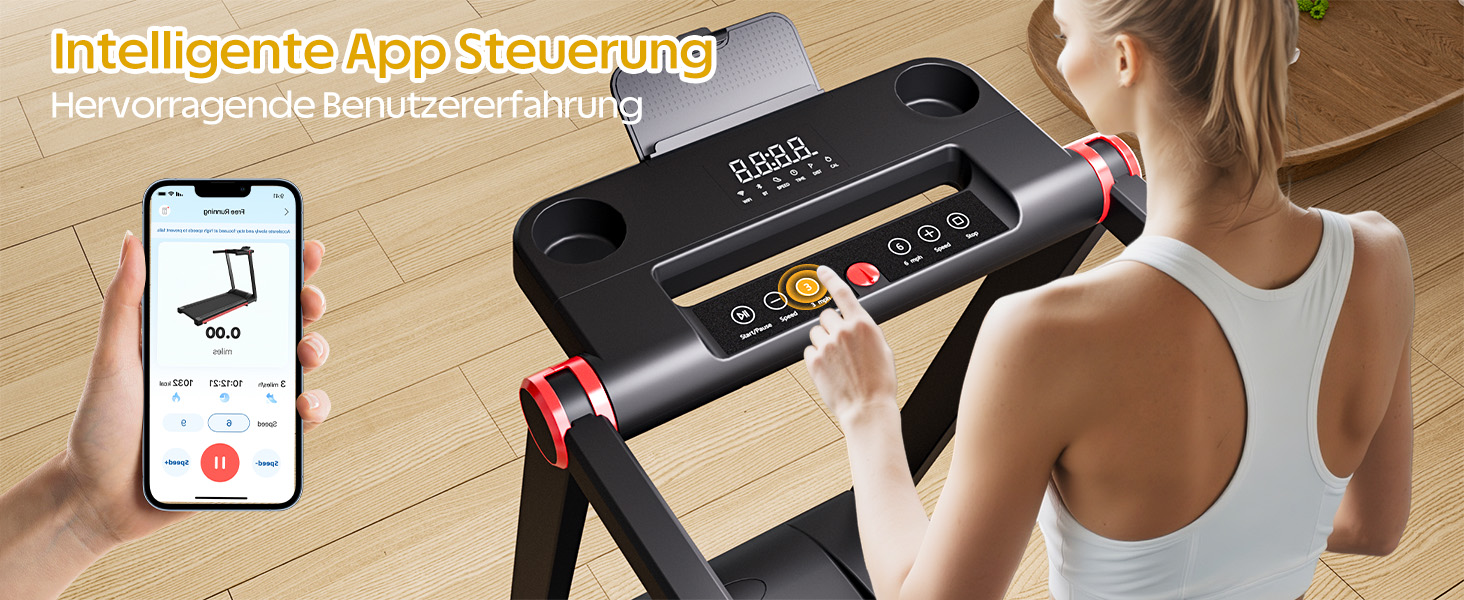 Lacuffy Біговий тренажер для дому, складаний, Walking Pad з нахилом 6%, велика площа для бігу 112 * 42 см, вантажопідйомність 158 кг, для високих людей (Синьо-Чорний)