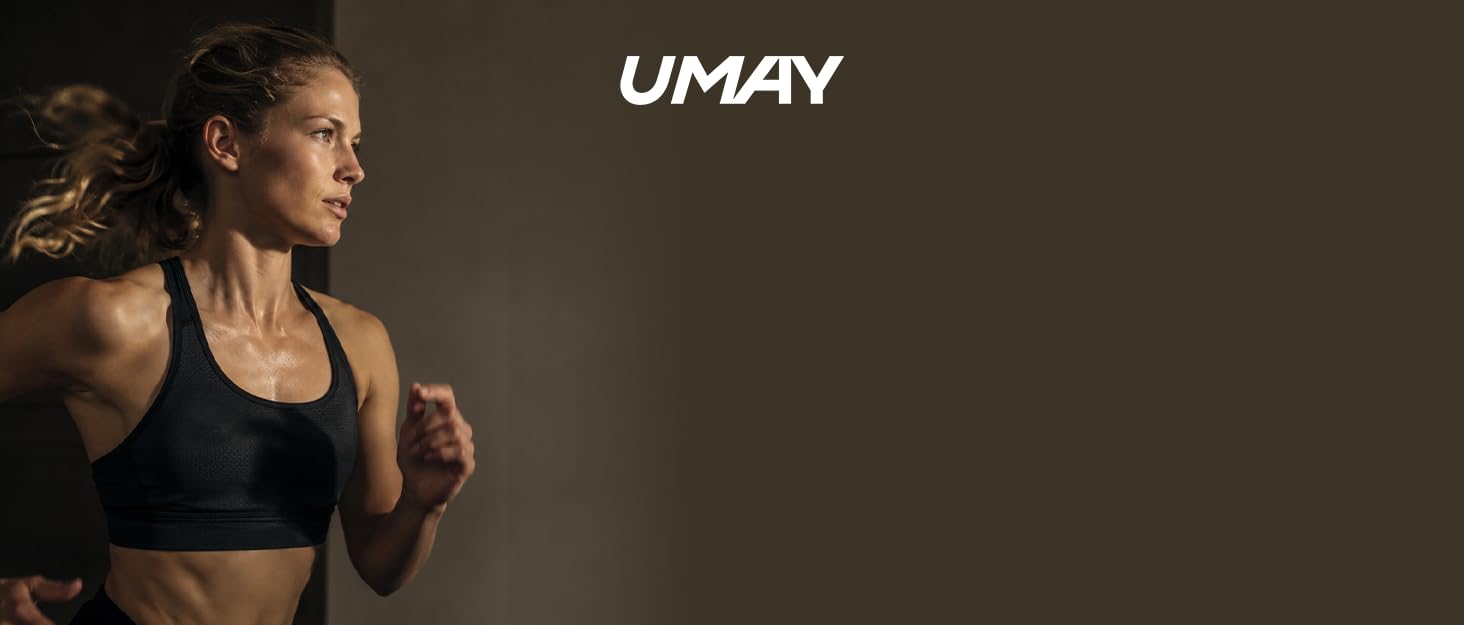 Електрична бігова доріжка UMAY з ручками та функцією складання, нахил 16%, швидкість до 10 км/год, потужність 3.0 к.с., максимальне навантаження 159 кг, чорна, для дому
