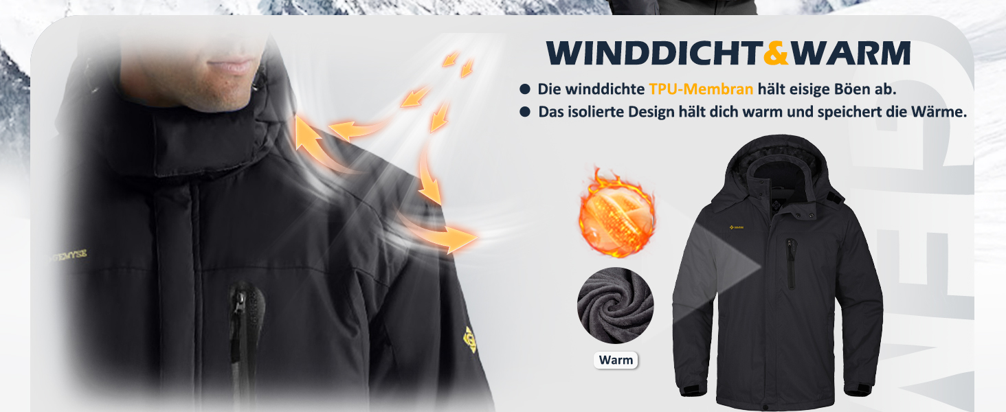 Чоловіча куртка GEMYSE для сноубордингу та лижного спорту, вітро- та водонепроникна, з флісовою підкладкою, зимова, з капюшоном, XL, сірий колір