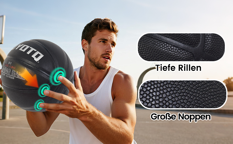 Баскетбольний м'яч KUYOTQ 1.3 кг, Verbundstoff, для тренувань та гри на вулиці, розмір 7, покращує контроль м'яча, дриблінг, передачі та підбирання