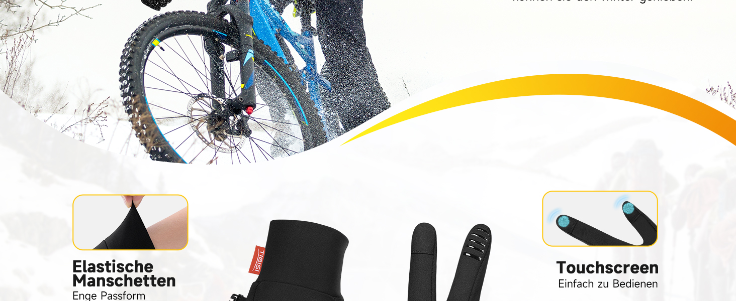 Зимові рукавички Benirap для чоловіків та жінок, вітрозахисні, з підтримкою сенсорного екрану, неслизькі, спортивні, теплі, для активного відпочинку, їзди на велосипеді, бігу, прогулянок з собакою. Чорний колір, модель TM01