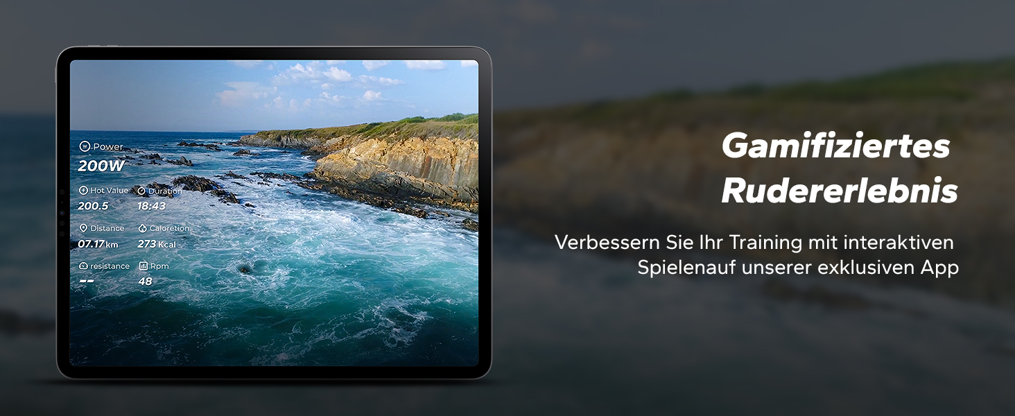 Домашній водяний гребний тренажер 15L, Bluetooth, додаток, тримач для планшета, ергономічне сидіння, вертикальне зберігання