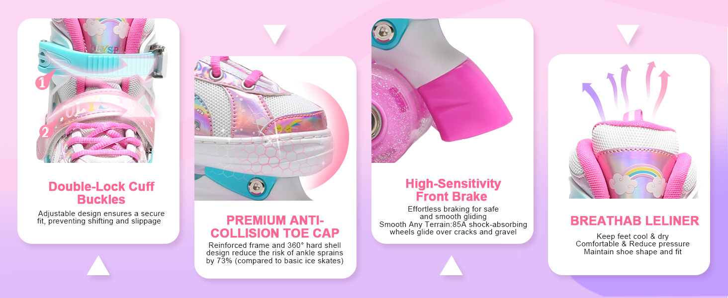 Ролики для дівчаток та хлопчиків, ролики для дітей, регульовані ролики з 8 світлодіодними колесами, розміри S (EU28-31), фіолетові