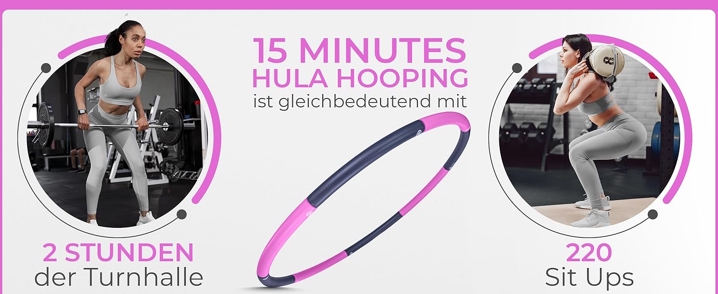 Hula Hoop для дорослих 1.5 кг, регульований, стабільний - обруч для фітнесу та схуднення (NBR піна) - графітово-пурпуровий