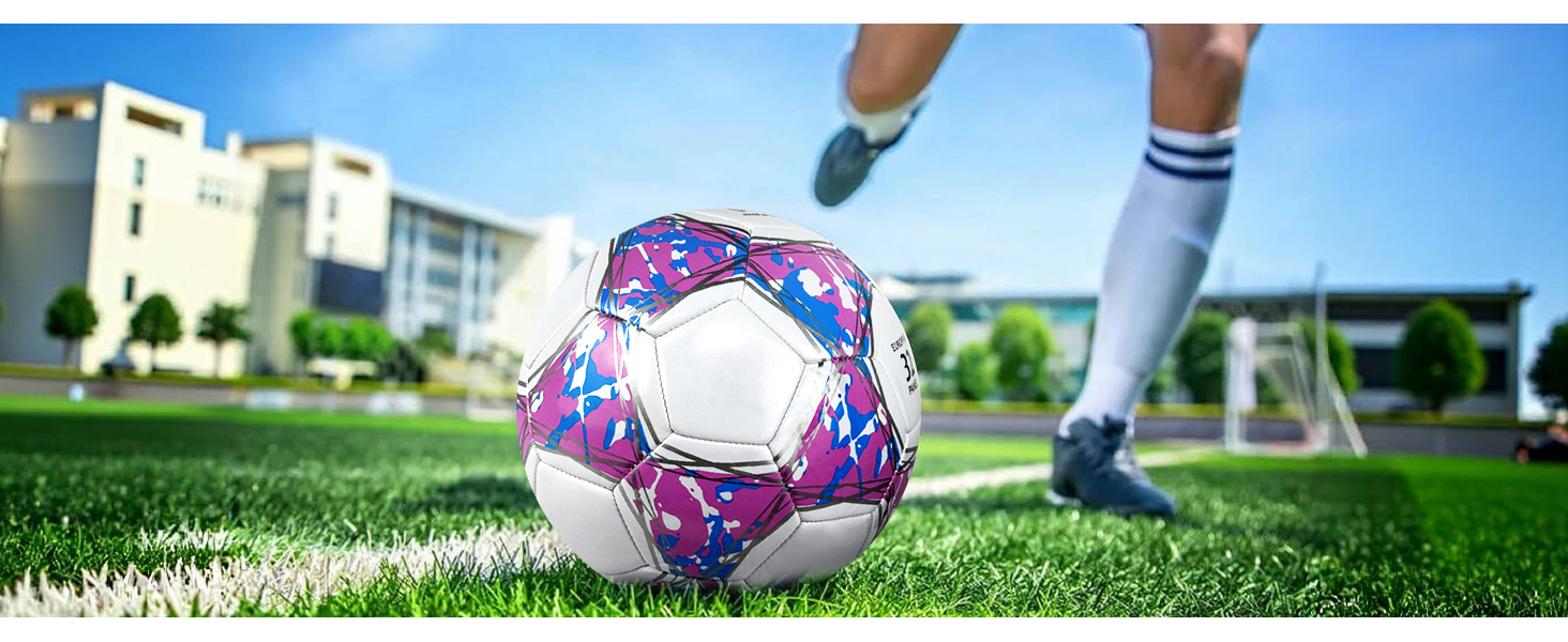 Дитячий футбольний м'яч розмір 5, рожевий, з насосом, сіткою та сумкою. Стандартний тренувальний м'яч з шкіри для дітей.