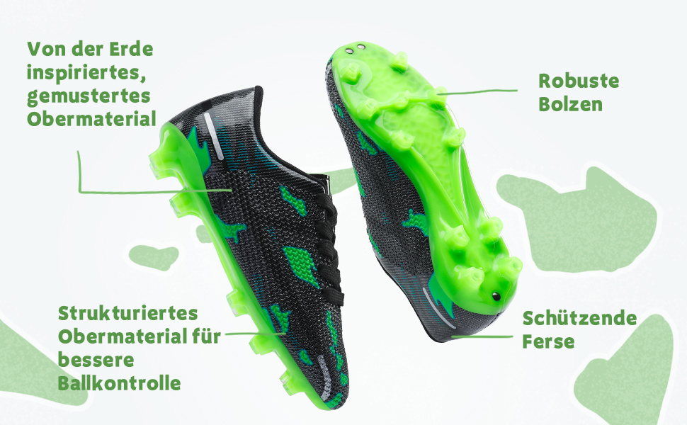 Дитячі футбольні кросівки DREAM PAIRS для дівчаток та хлопчиків. Легкі, дихаючі, з довгими шипами. Розмір 37.5 EU, чорно-зелені.