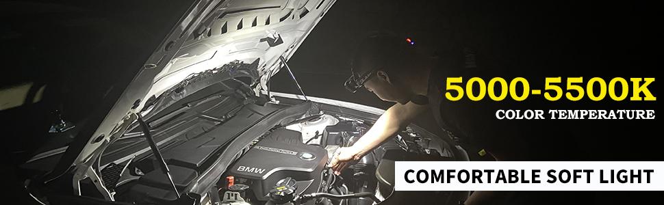 DARKBEAM COB Фонарик на голову LED з червоним світлом, перезаряджається USB, 2000 люмен, водонепроникний, для риболовлі, ремонту та будівництва, з акумуляторами, час роботи 7-14 годин